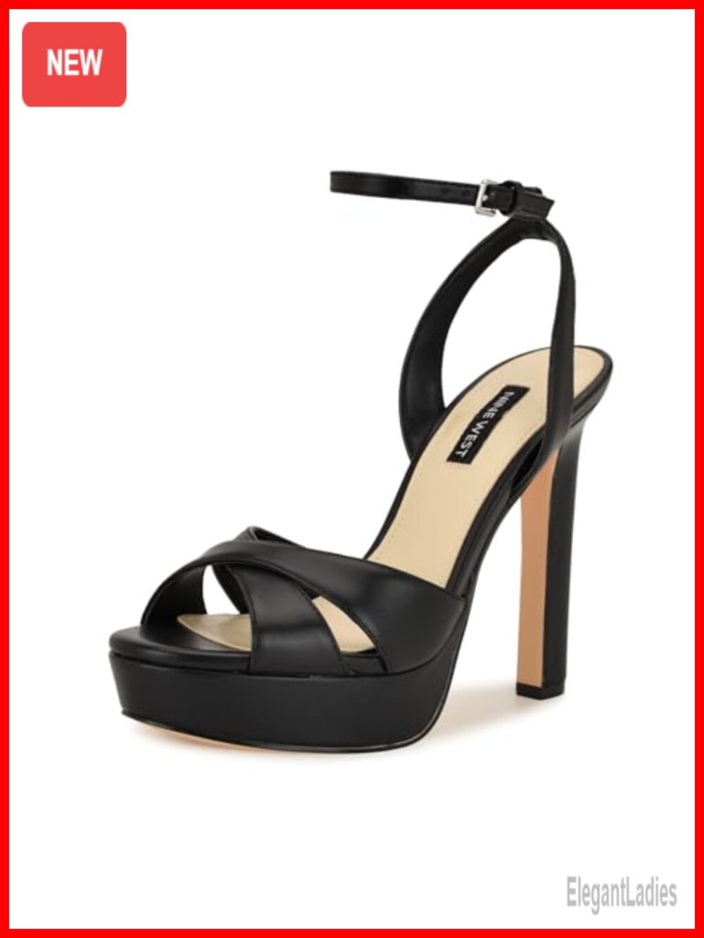 Nine West Wilda Faux Leather Platform Sandal Stiletto Open Toe Ankle Strap